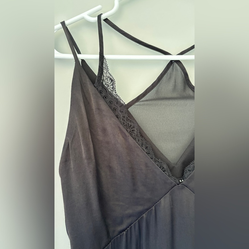 Zara Baby Doll Slip Dress Asymmetrical Strappy Dark Romantic Feminine Black Med - Picture 6 of 12
